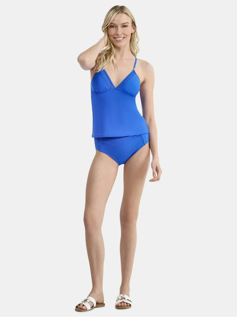 Time and Tru Women's and Women's Plus Mesh Inset Tankini Top, Sizes S-3X | Walmart (US)