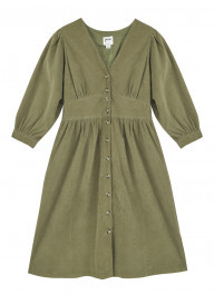 Reba Button-Through Cord Dress - Green | Joanie