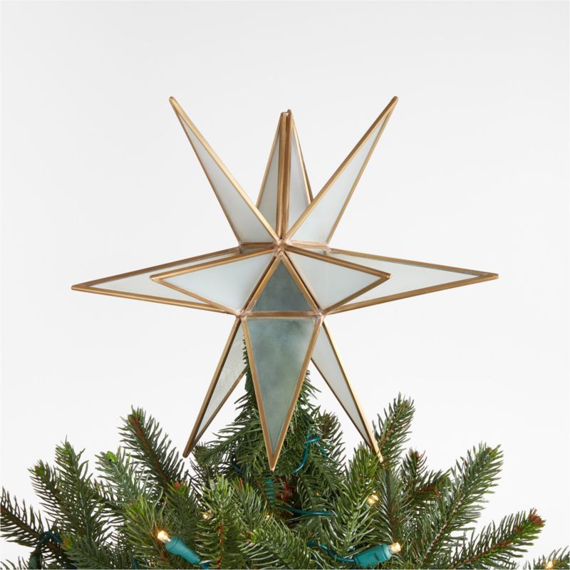Handmade Frosted Glass Star Christmas Tree Topper | Crate & Barrel | Crate & Barrel