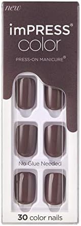 KISS imPRESS Color Press-On Manicure, Gel Nail Kit, PureFit Technology, Short Length, “Try Gray... | Amazon (US)
