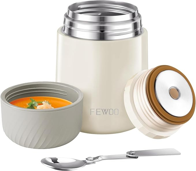 FEWOO Food Jar - 20oz Vacuum Insulated Soup Container, Stainless Steel Lunch Box for Kids Adult, ... | Amazon (US)