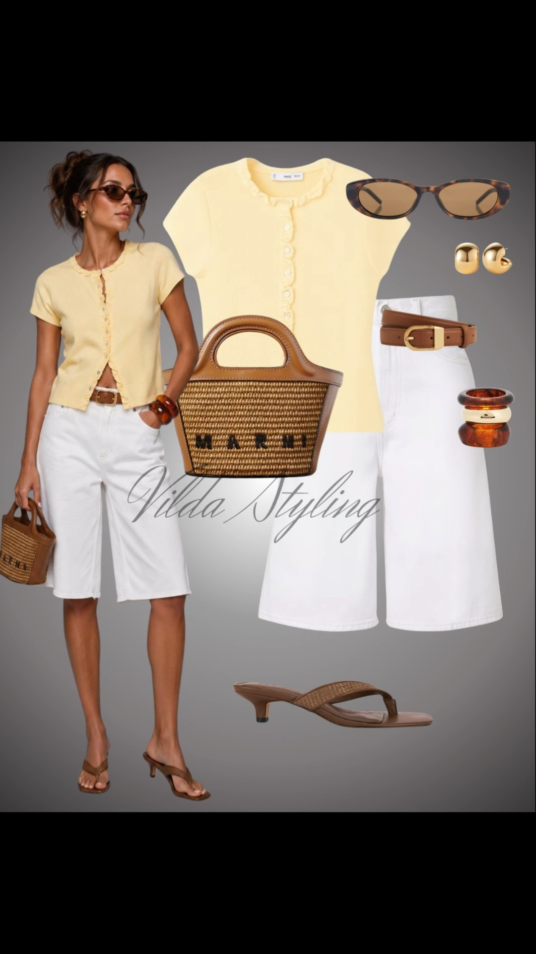 ✨ Butter yellow & crisp white — the summer pairing that never misses. 💛🤍

This look is all about effortless elegance: a soft yellow cardigan top, white Bermuda shorts, woven accessories, and warm brown accents for the perfect polished finish. Easy, chic, and ready for sunny days. ☀️

#LTKStyle #SummerOutfit #ButterYellow #BermudaShorts #NeutralStyle #EffortlessChic #OOTD #SummerFashion #ClassicStyle #FashionInspo #CapsuleWardrobe #VildaStyling 🤎💛

#LTKsummer #LTKjeans #LTKstyletip