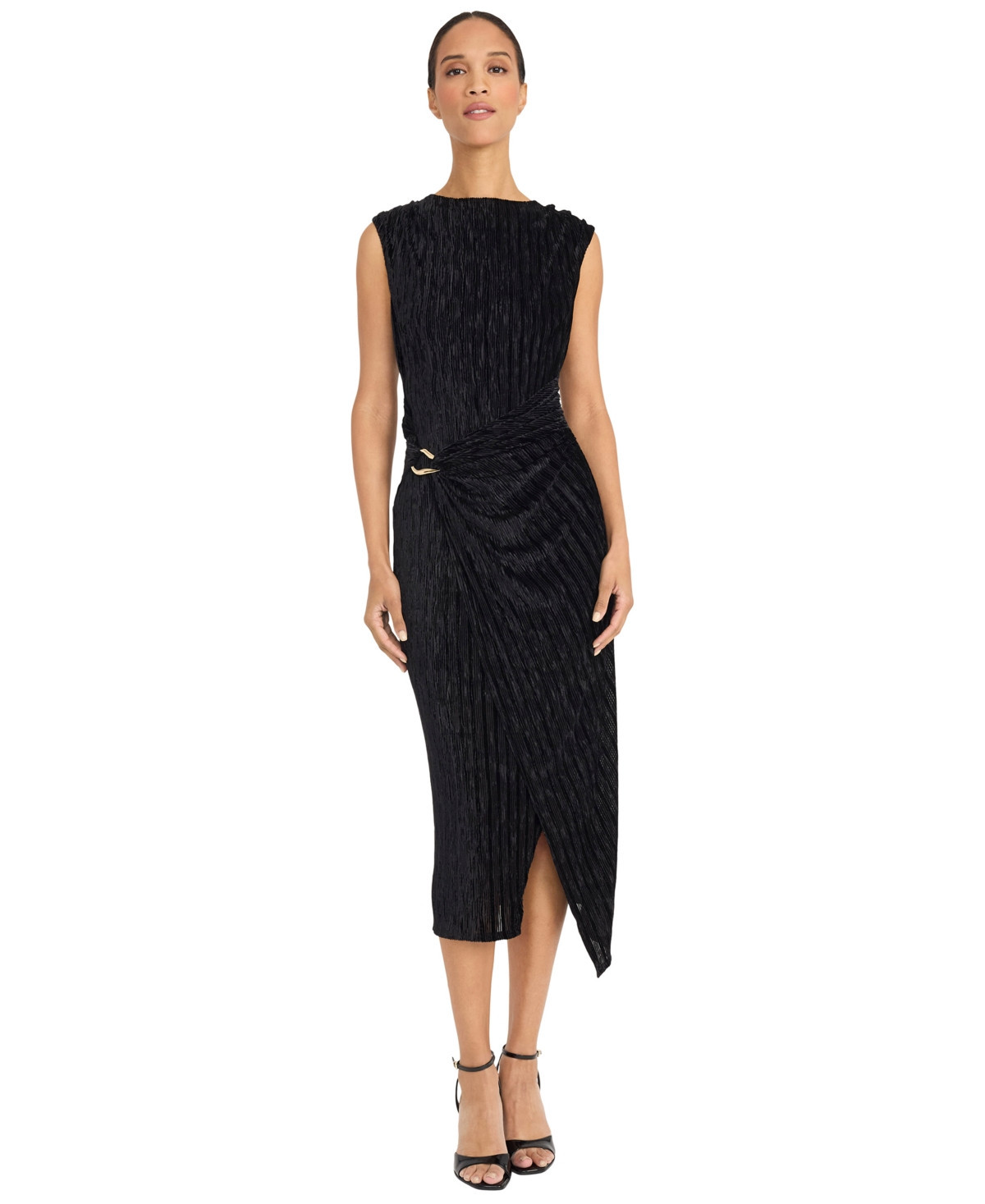 Maggy London Women's Gathering Detail Midi Dress - Black | Macy's
