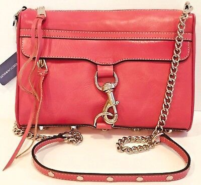 NWT $295 REBECCA MINKOFF LEATHER PINK FULL SIZE MAC CLUTCH SHOULDER CROSSBODY | eBay AU