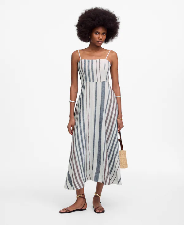 Striped Circle Maxi Dress in 100% Linen | Madewell | Madewell