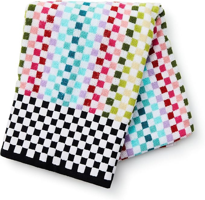 MACKENZIE-CHILDS Bath Towel, Cute Decorative Bathroom Towel, Rainbow Micro Check | Amazon (US)