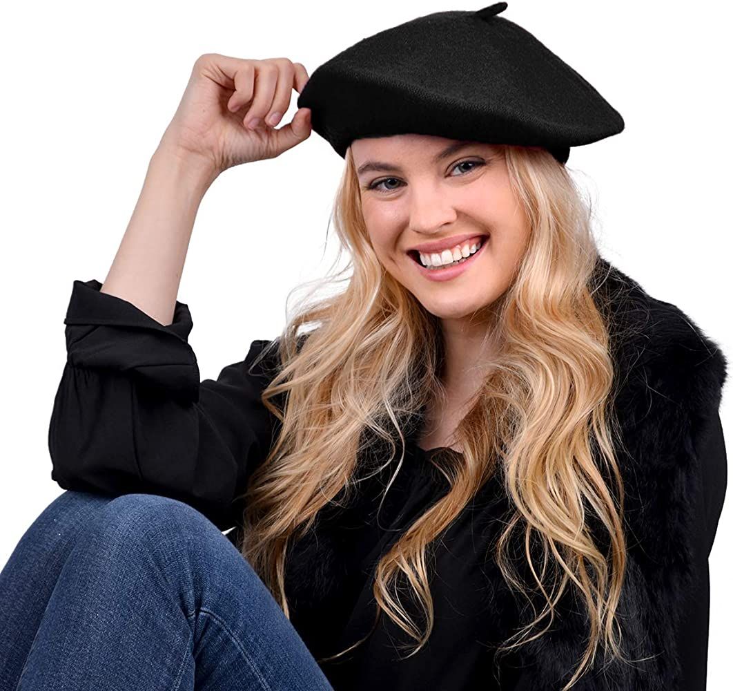 Parquet Solid Color French Wool Beret. Classic French, Casual and Chic Lightweight | Amazon (US)