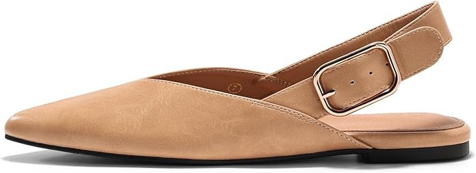 Coutgo Womens Flat Mules Closed Pointed Toe Slingback Slip On Flats Work Office Dress Sandal Shoe... | Amazon (US)