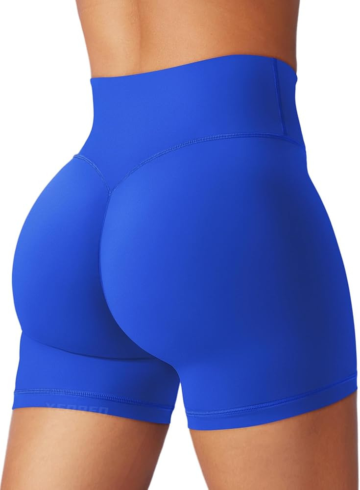 YEOREO Women Biker Shorts V Cross Waist Hidden Scrunch 4.5'' Gym Workout High Waisted Yoga Runnin... | Amazon (US)