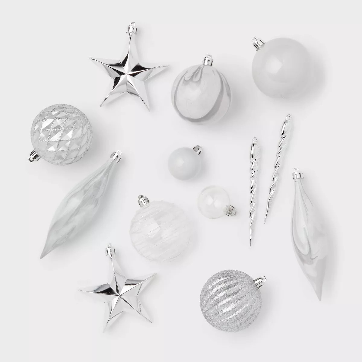 40pc Plastic Finial Christmas Tree Ornament Set Marble/Clear - Wondershop™ | Target