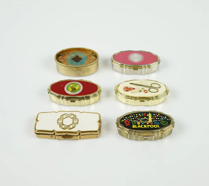 Vintage Pills Boxes With Lid of a Gold Metal, Vintage Copper-based Pill Box Stratton, Perfect for... | Etsy (US)