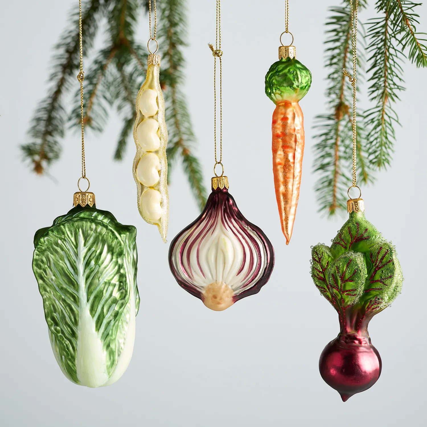 Sur La Table Vegetables Glass Ornaments, Set of 5 | Sur La Table