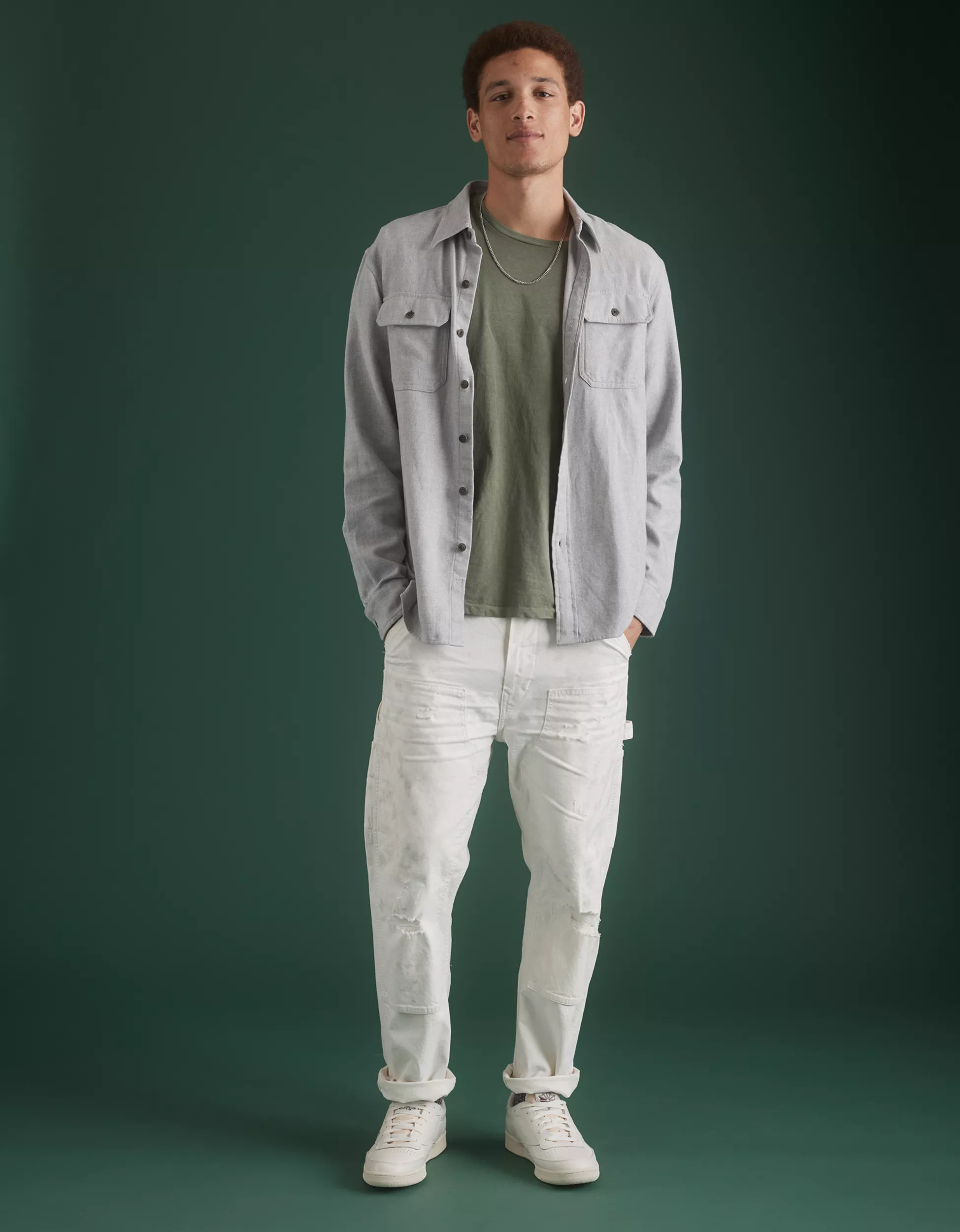 AE77 Premium Brushed Twill Workshirt | American Eagle Outfitters (US & CA)