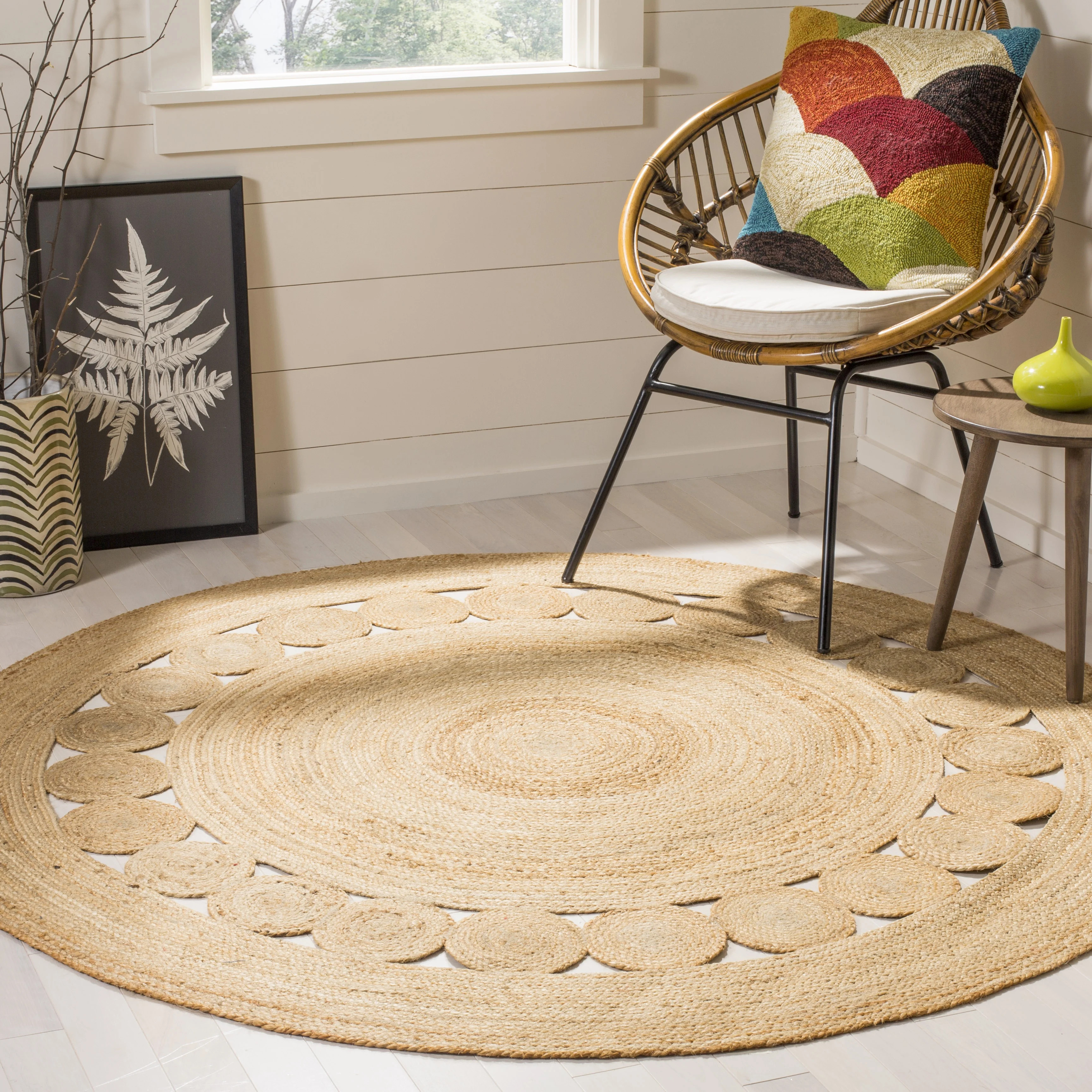 SAFAVIEH Natural Fiber Morgan Braided Jute Area Rug, Natural, 6'6" x 6'6" Round | Walmart (US)