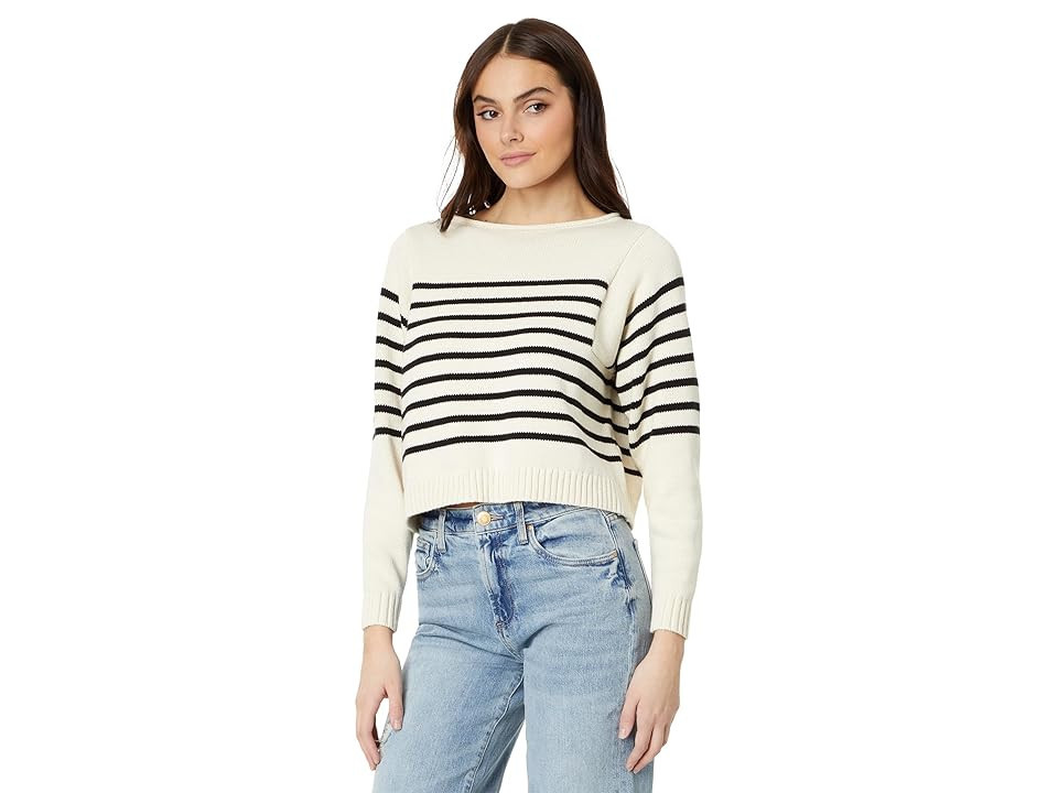 Madewell Rolled-Neck Pullover Sweater in Stripe (Antique Cream) Women's Clothing | Zappos
