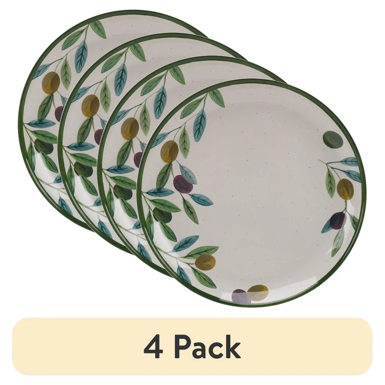 (4 pack) Better Homes and Gardens Durable Bamboo Melamine Olive Dinner Plate, 10.75-Inch | Walmart (US)