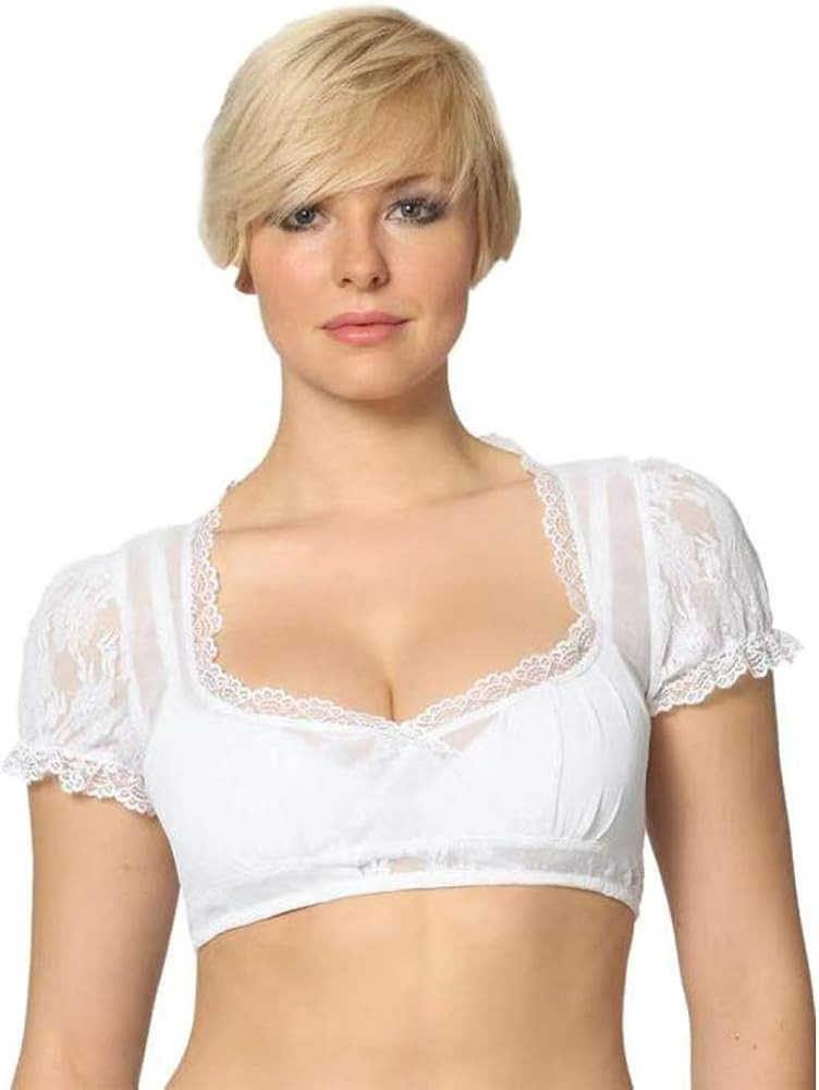 Women's Bavarian Oktoberfest Traditional Dirndl Blouse Beer Garden Crop Lace Top | Amazon (CA)