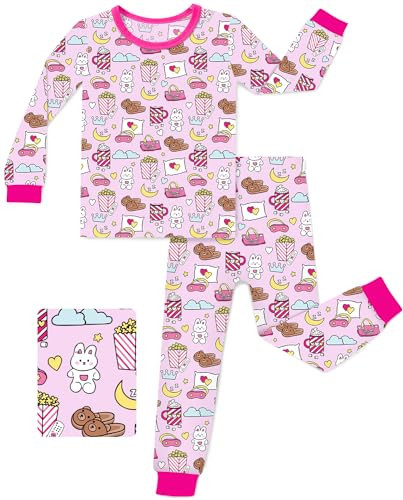 babee Reshinee Bamboo Viscose Toddler Girls Kids Pajama Sets 5-6T Snug fit Long-Sleeve Softness Sleepwear Pjs 2pcs Jammies Pajama Party | Amazon (US)
