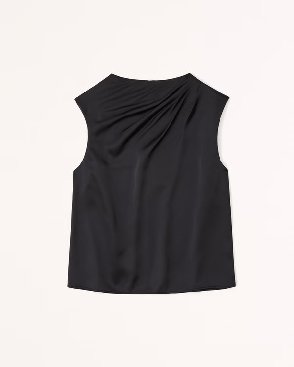 Satin High-Neck Draped Cowl Top | Abercrombie & Fitch (US)