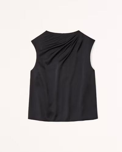 Satin High-Neck Draped Cowl Top | Abercrombie & Fitch (US)