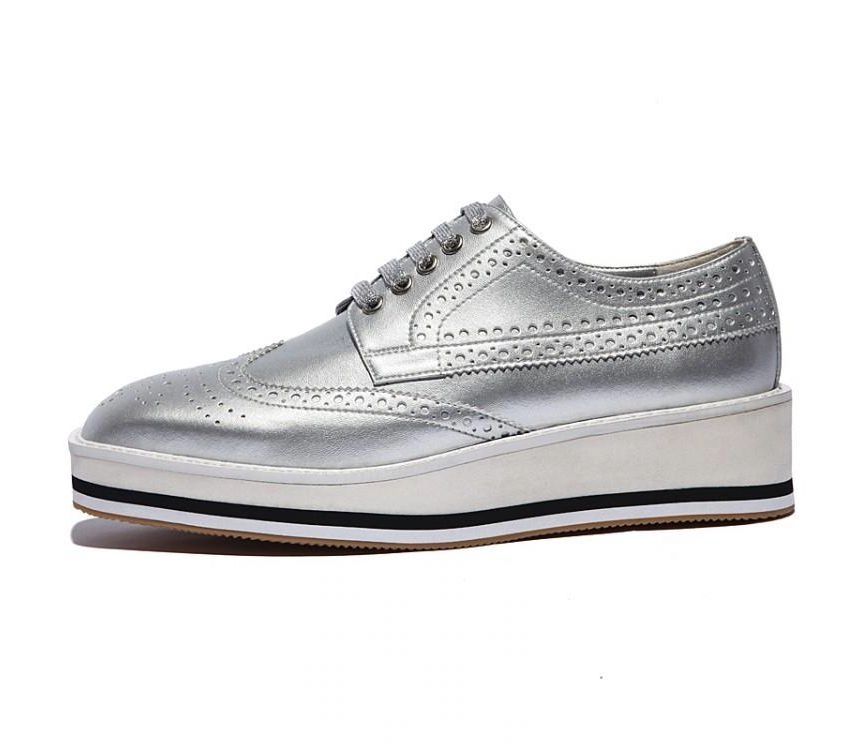 Wingtip Perforated Platform Oxfords | YesStyle Global