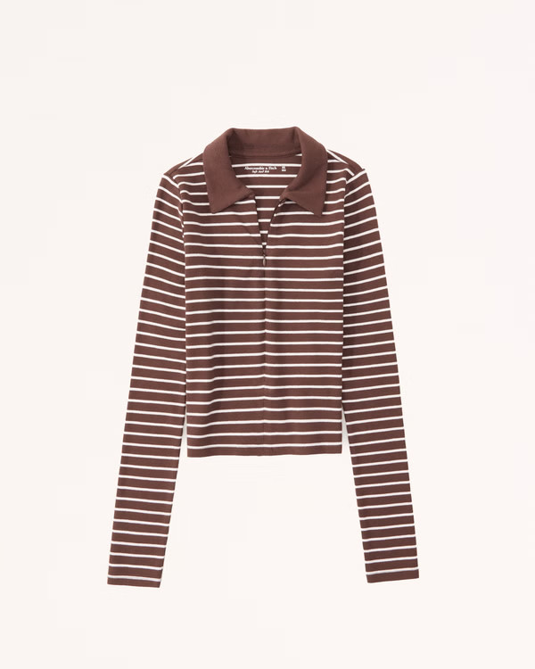 Long-Sleeve Zip Polo Top | Abercrombie & Fitch (US)