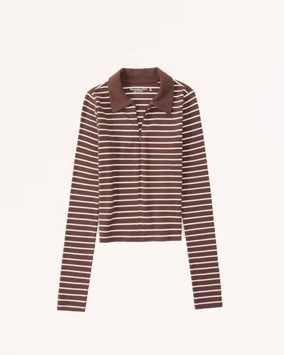 Women's Long-Sleeve Zip Polo Top | Women's Tops | Abercrombie.com | Abercrombie & Fitch (US)