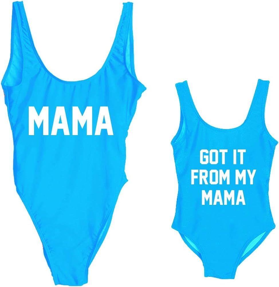 Family Matching Mother Child Letter Print Swimsuit Monokini Women Toldder Girl One Piece Bathing ... | Amazon (US)