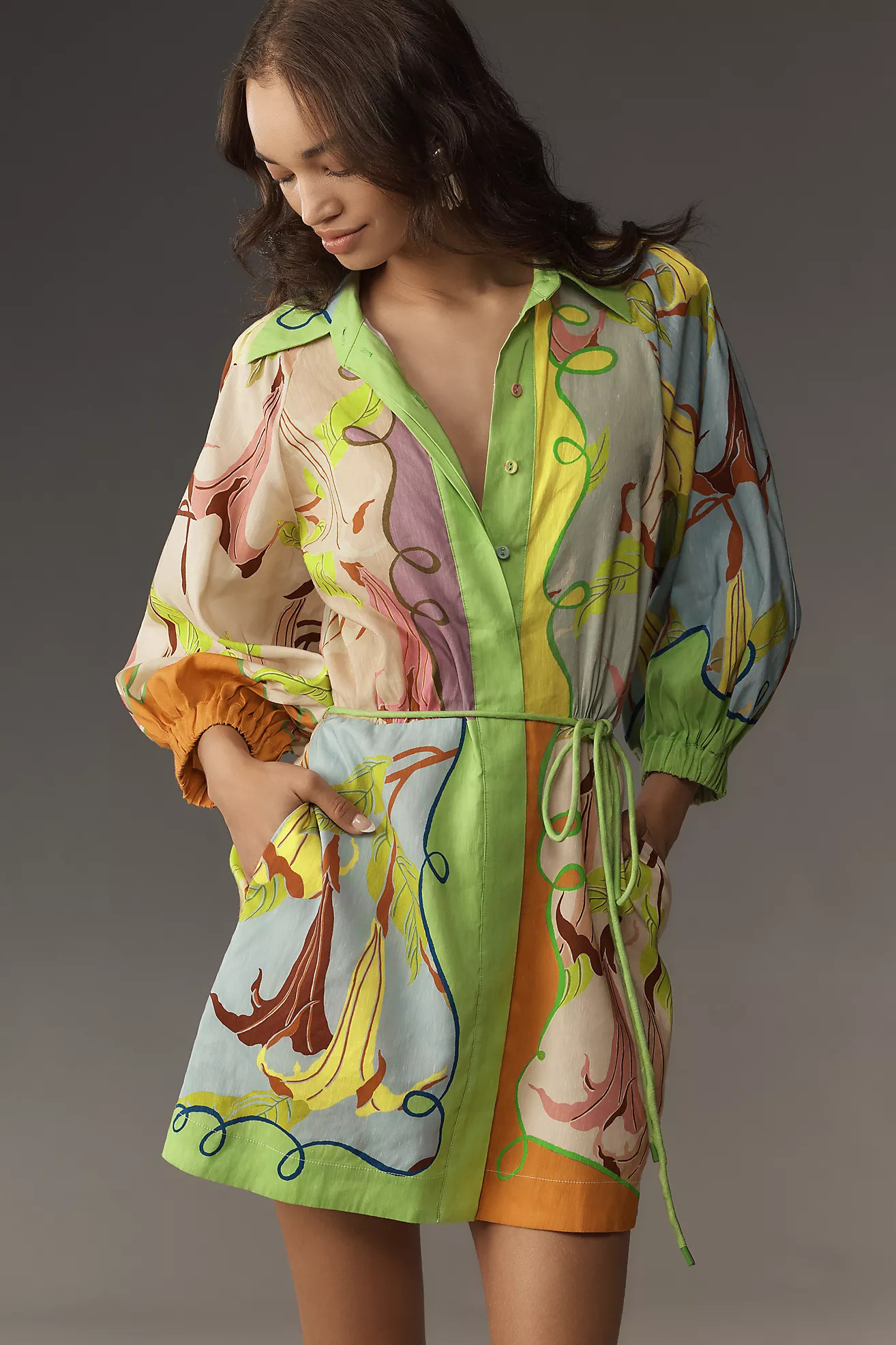 ALÉMAIS Rafaela Long-Sleeve Linen Mini Dress | Anthropologie (US)