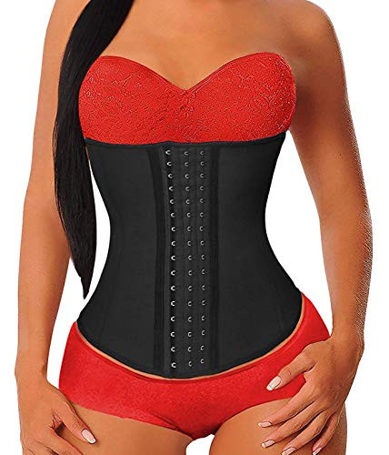 YIANNA Women's Underbust Latex Sport Girdle Waist Trainer Corsets Cincher Hourglass Body Shaper Weight Loss (Black, M) | Amazon (US)