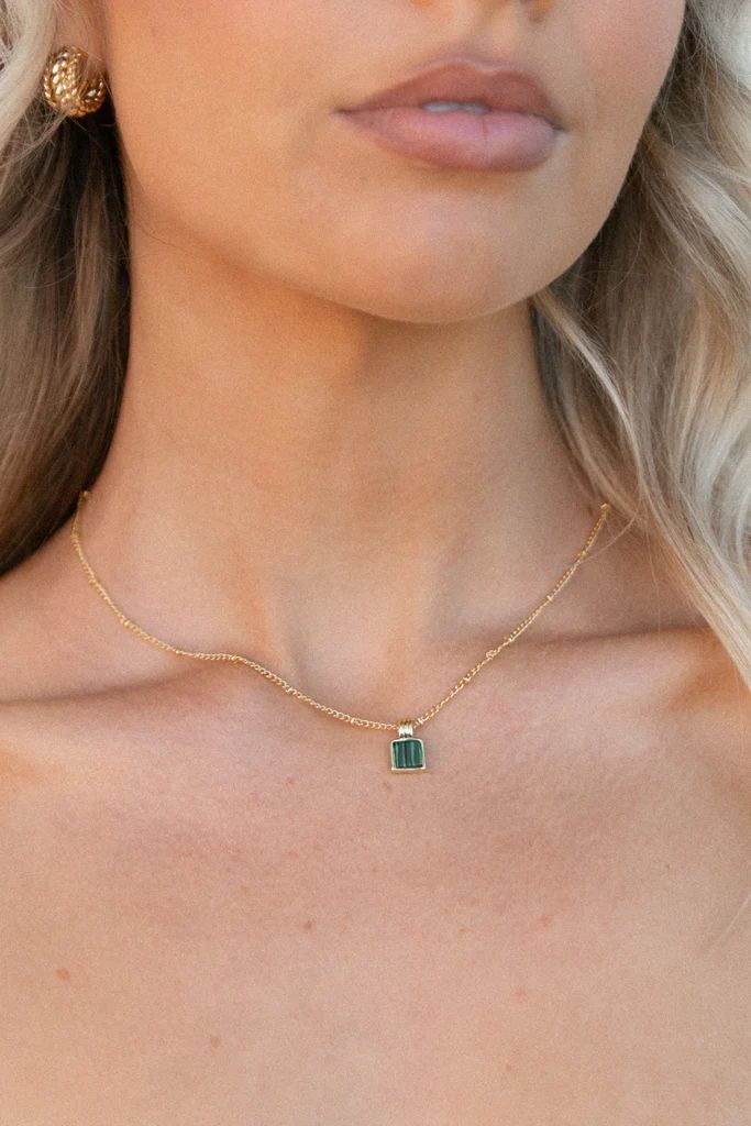 Verdant 18K Gold Plated Necklace - Gold/Green | Petal & Pup (US)