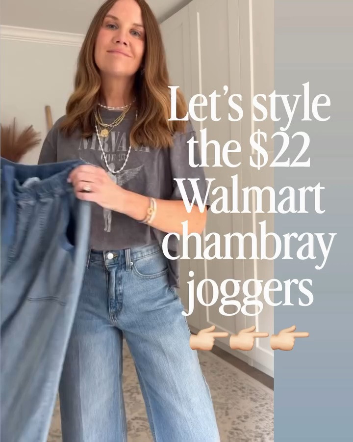 These $22 chambray joggers have officially earned a permanent spot in my closet. They’re lightweight, unbelievably comfortable, so flattering, and somehow work with everything.

From errands ➡️ travel ✈️ ➡️ brunch ☕️ ➡️ date night 🖤 ➡️ casual office days… I honestly can’t think of another pair that does this much for $22.

Swipe through for lots of different ways I styled them, then tell me…
Which outfit is your favorite? 👇

Walmart fashion finds, Walmart fashion haul, Walmart outfit ideas, Walmart new arrivals, affordable fashion, everyday outfits, teacher outfits

#LTKmomlife #LTKOver40 #LTKootd