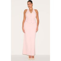 Plus Light Pink Tailored Woven Maxi Skirt | PrettyLittleThing US