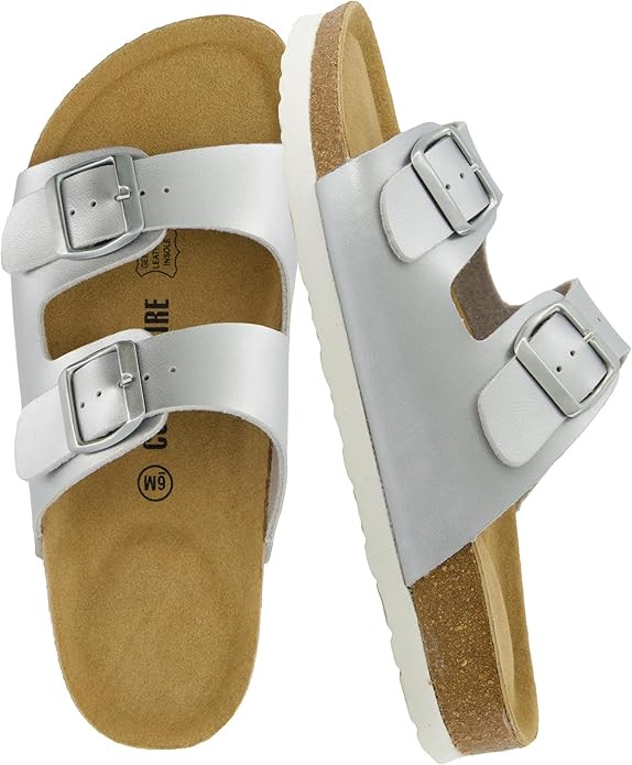 CUSHIONAIRE Lane Cork Footbed Sandals for Women – Comfortable Double Buckle Slip-On with Genuin... | Amazon (US)