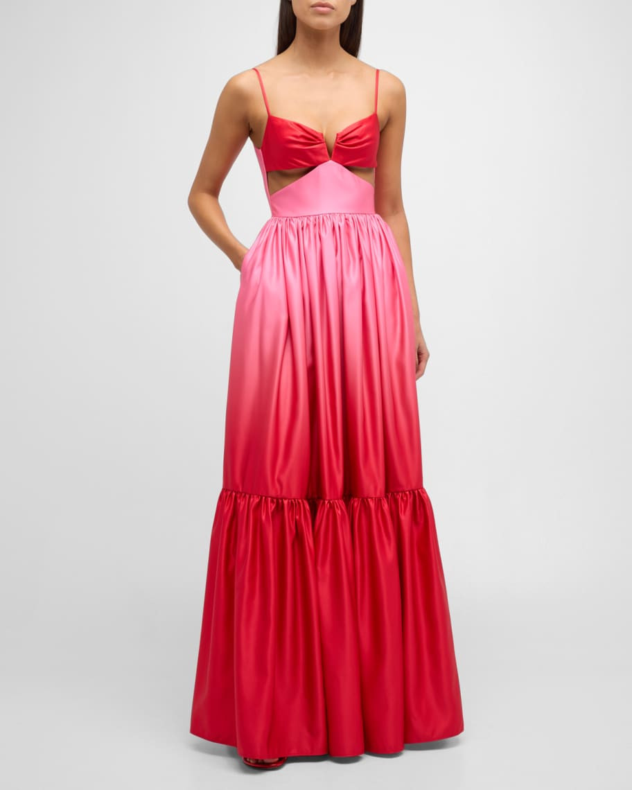 Nova Ombré Satin Cutout Gown | Neiman Marcus