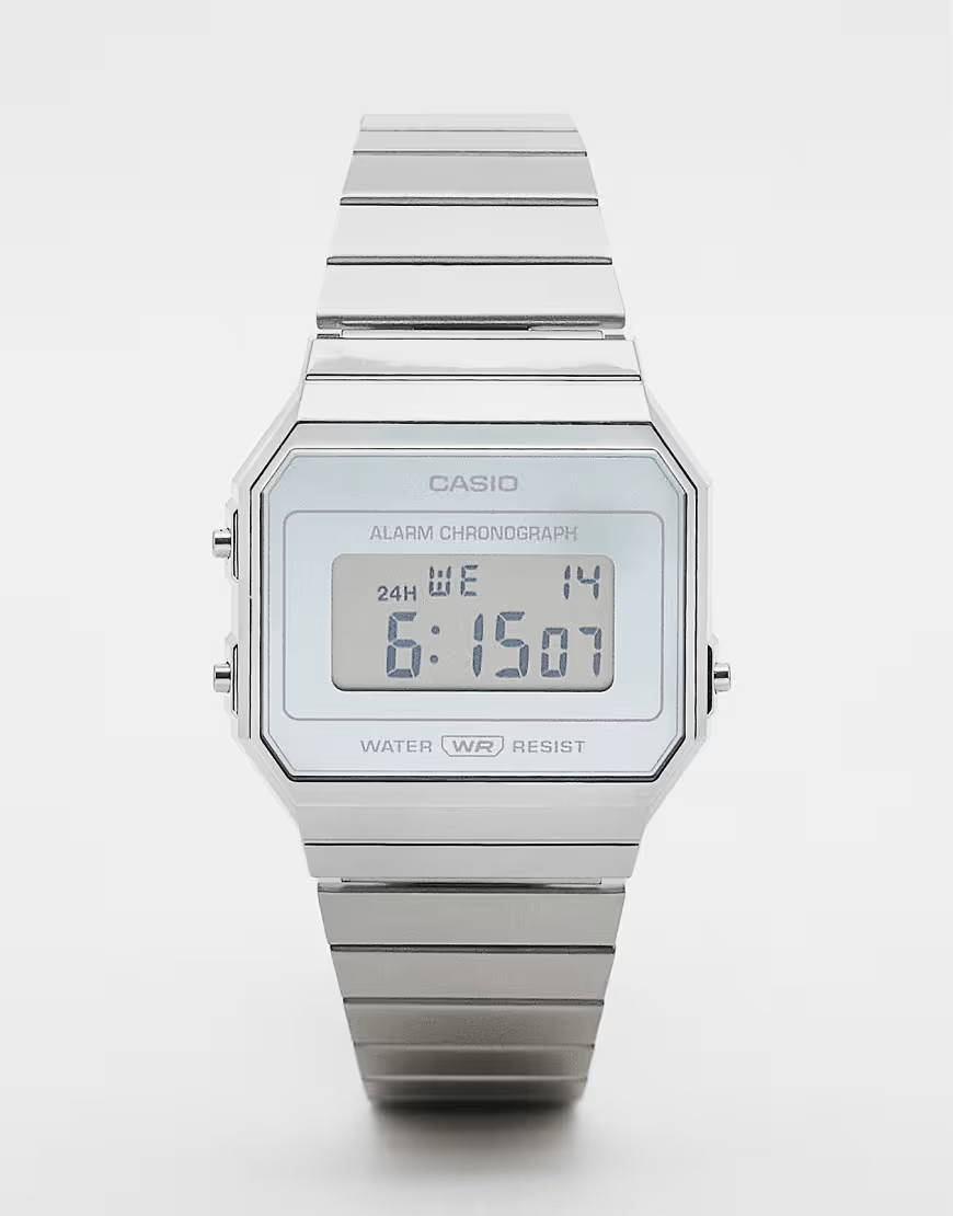 Casio A700 minimal vintage stainless steel watch in silver | ASOS (Global)