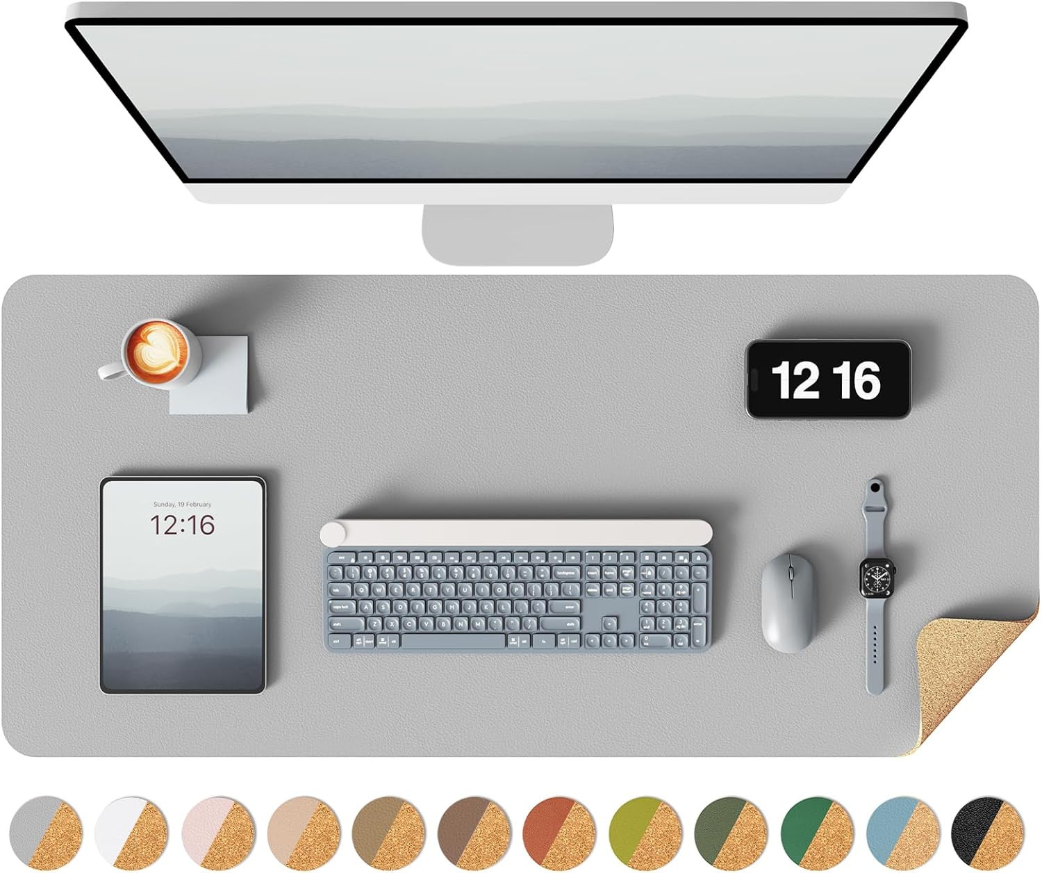 YSAGi Double-Sided Desk Pad, 31.5"x15.7"Leather Desk Mat, Eco Cork Desk Pad Protector,Large Mouse... | Amazon (US)