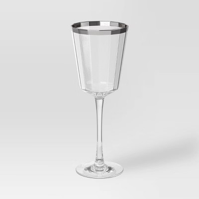 9.1 fl oz Faceted Stemmed Wine Glass Rimmed Clear - Threshold™ | Target