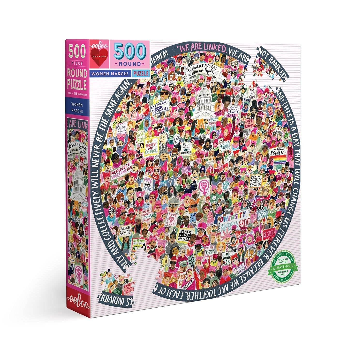 eeBoo 500 Piece Puzzle - Women March Jigsaw Puzzle for Adults, Circular with 23" Diameter Made wi... | Amazon (US)
