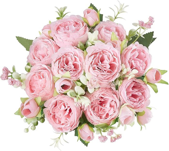 Mkono Peonies Artificial Flowers, Small Silk Flowers for Home Decor Indoor Fake Bouquet Faux Flor... | Amazon (US)