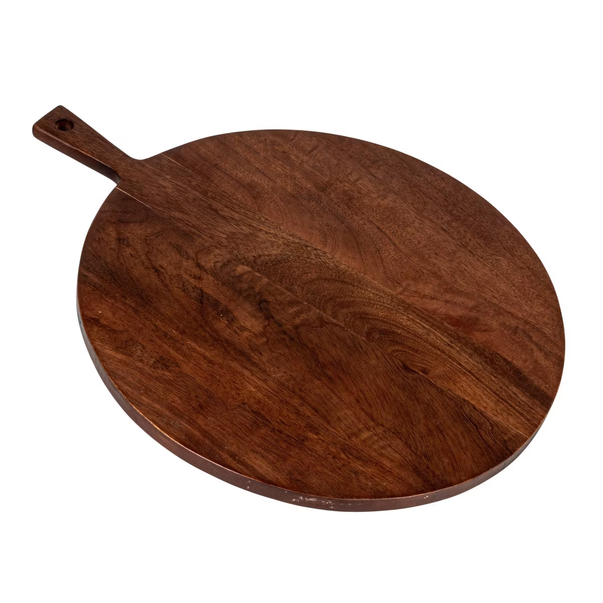 Storied Home Round Mango Wood Cheese/Cutting Board with Handle, Walnut Finish | Target