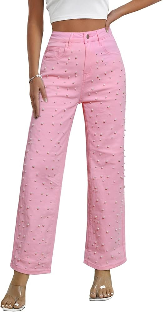 Kedera Women's High Waisted Jeans Boyfriend Baggy Wide Straight Leg Casual Denim Pants Trousers | Amazon (US)