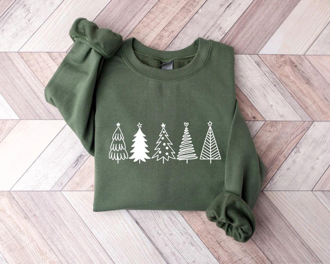 Christmas Sweatshirt, Christmas Sweater, Christmas Crewneck, Christmas Tree Sweatshirt, Holiday S... | Etsy (US)