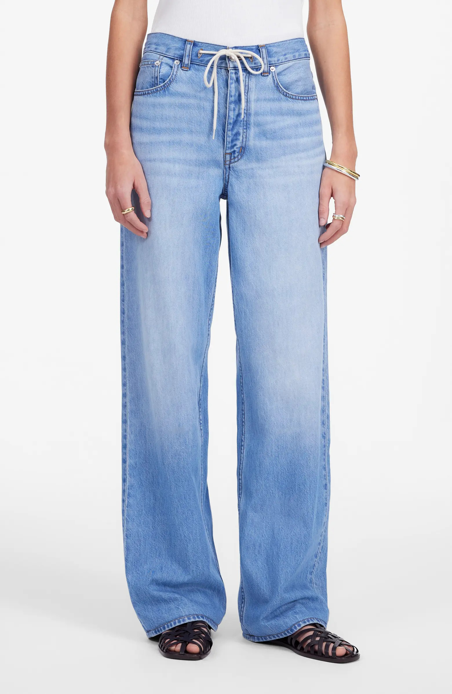 Madewell Airy Denim Drawstring Waist Low Slung Baggy Jeans | Nordstrom | Nordstrom