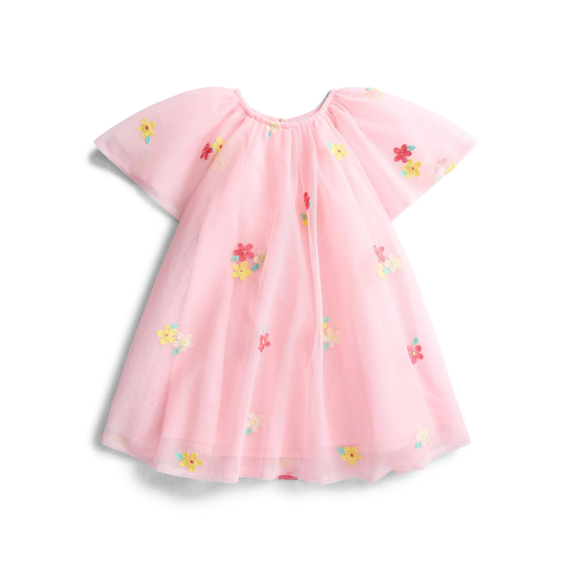 Wonder Nation Toddler Girls Floral Print Dress with Short Sleeves, Sizes 12M-5T | Walmart (US)