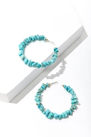 Faux Turquoise Hoop Earrings | Forever 21 (US)