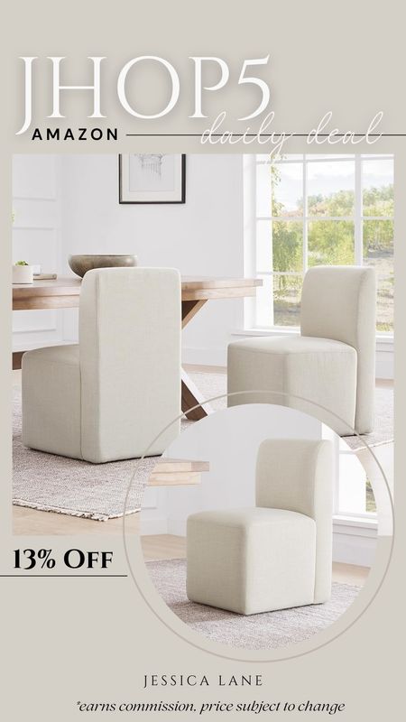 Amazon daily deal, save 13% on this set of 2 gorgeous neutral upholstered dining chairs with casters. Modern dining chairs, upholstered dining chairs, rolling dining chairs, dining room furniture, Amazon home, Amazon deal

#LTKhome #LTKsalealert #LTKstyletip