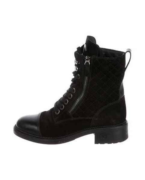 Chanel Quilted Combat Boots Black | The RealReal