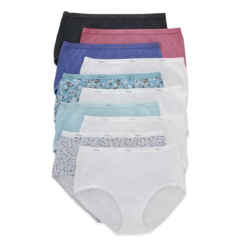 Hanes Women's Briefs Panties Pack, 100% Cotton Underwear, Moisture-Wicking Underwear, Ultra-Soft and Breathable, Tagless Multipack | Amazon (US)