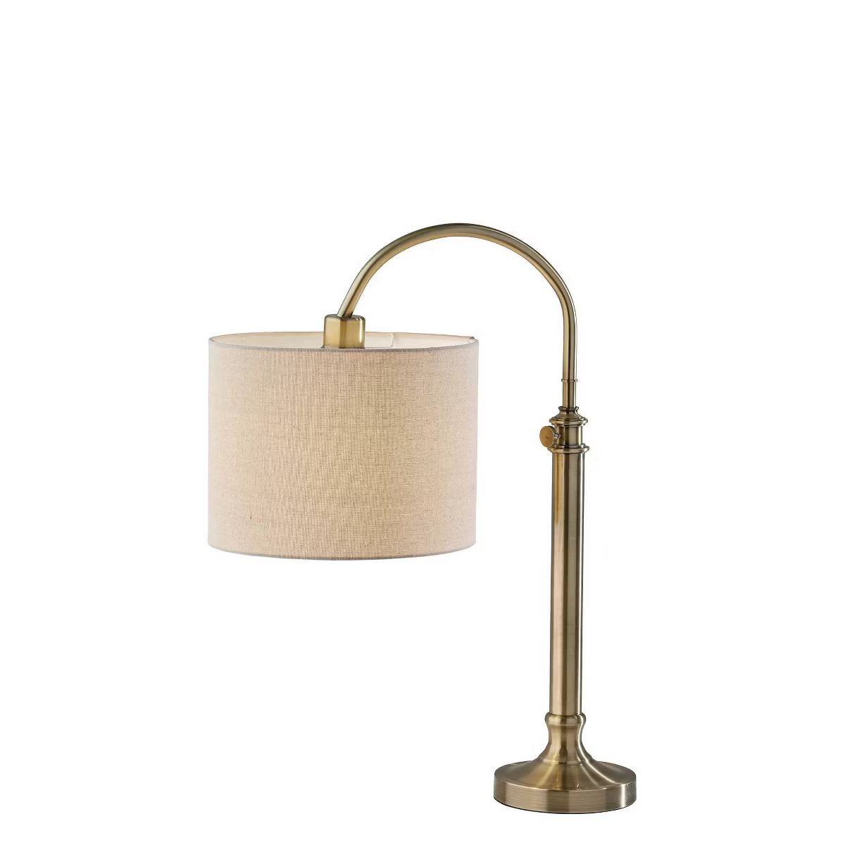 Adesso Barton Task Table Lamp Brass: Adjustable Height, Linen Drum Shade, ETL Listed, No Assembly... | Target